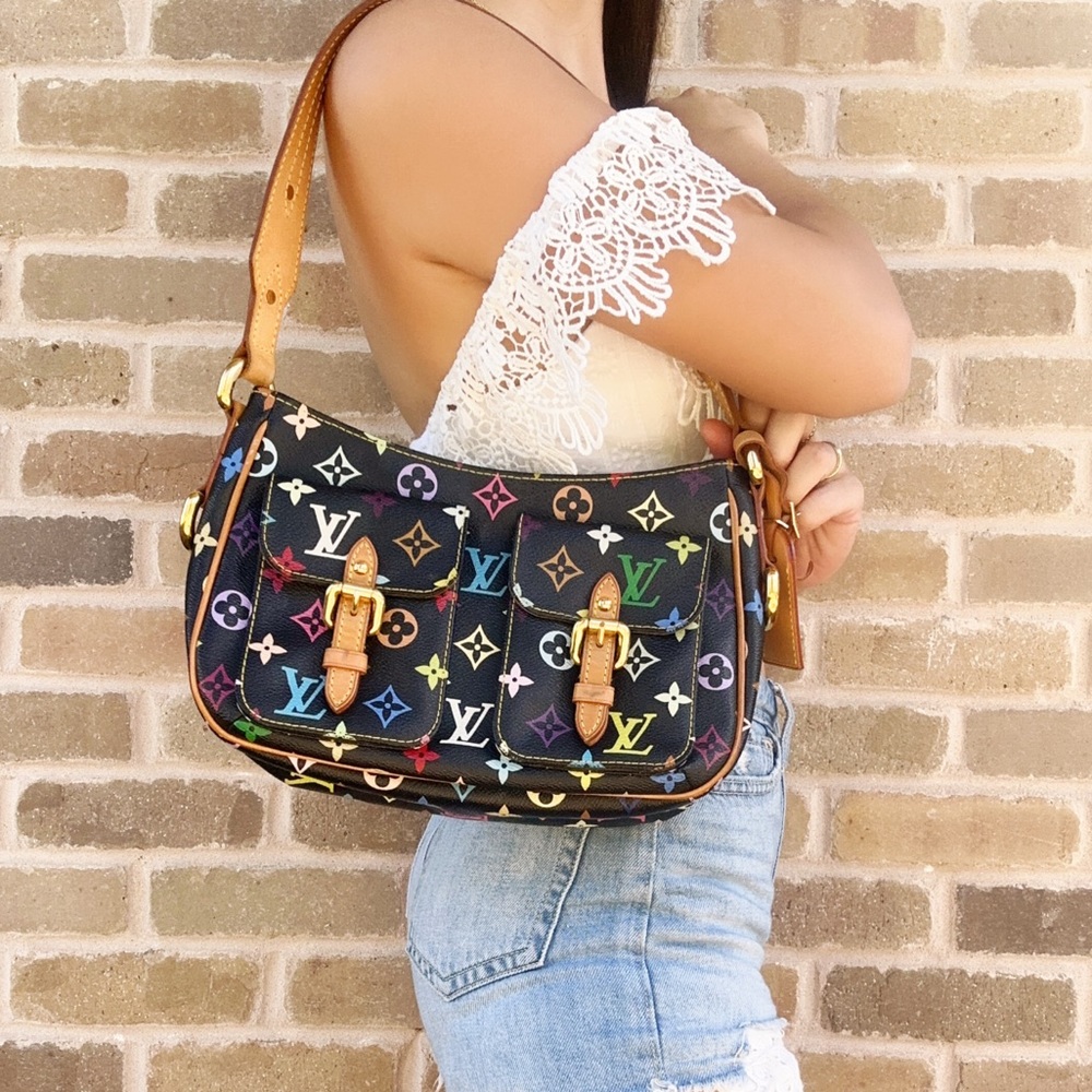 Authentic💕 Louis Vuitton PM shoulder bag black noir multicolor - Picture 3 of 14